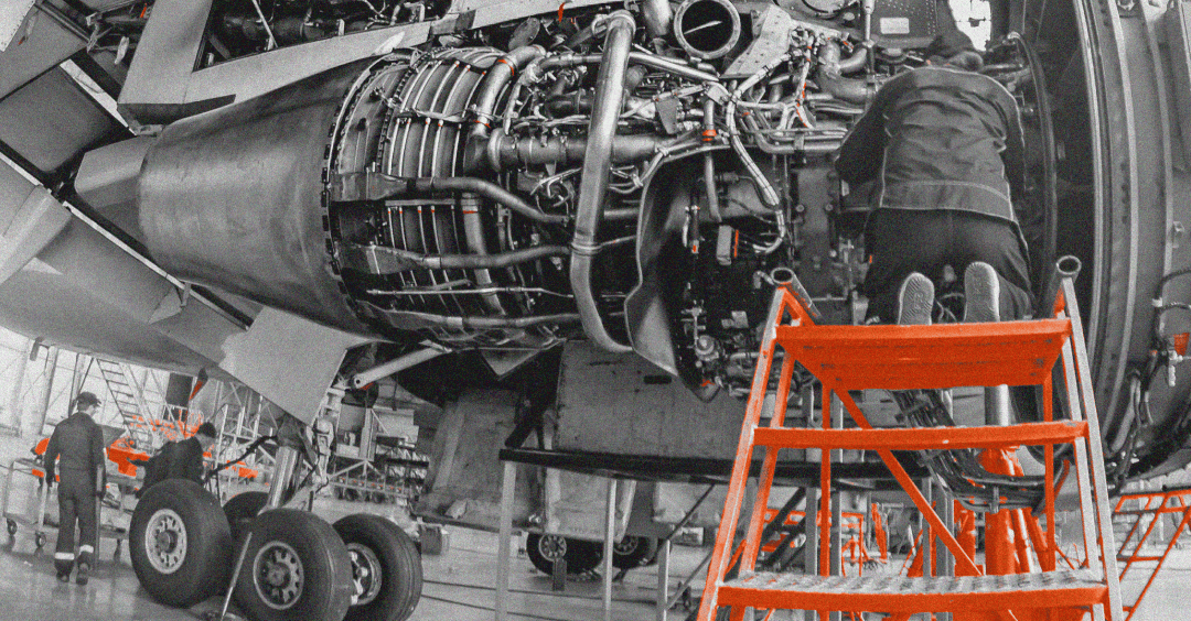 Technician working on a turbine assembly