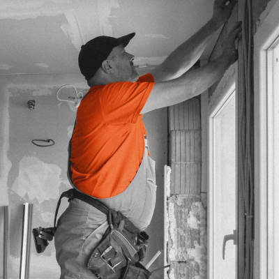 Service technician at a customer site