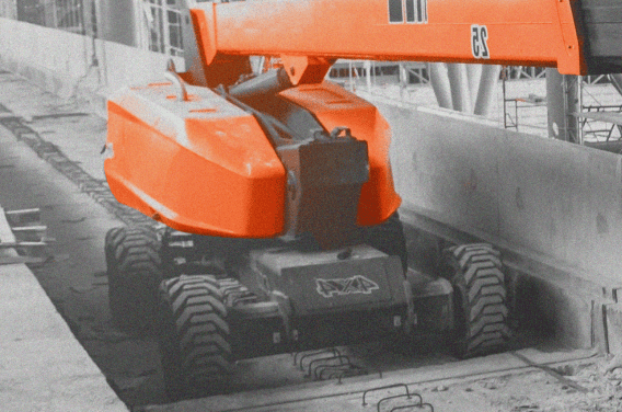 Overhead view of technicians at work on a plant floor
