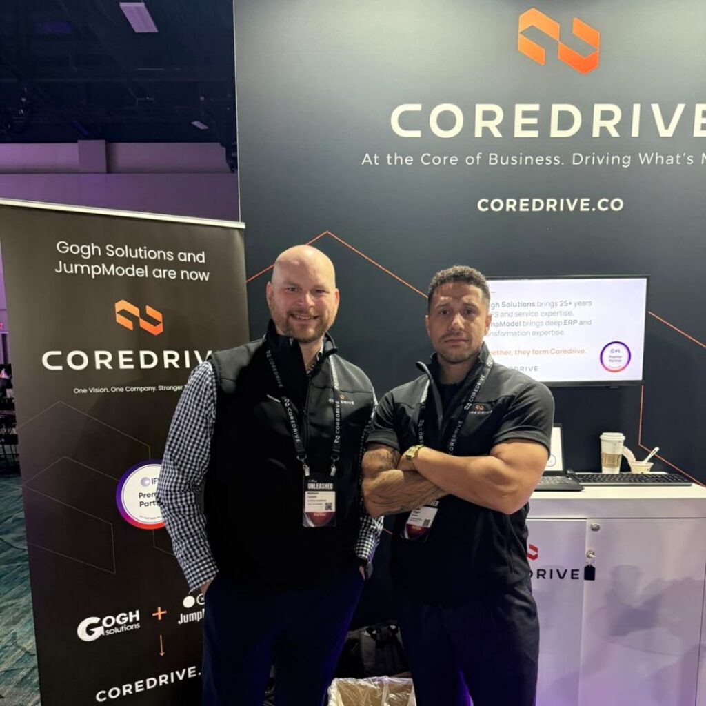 Coredrive team members at the Coredrive booth at IFS Unleashed 2026